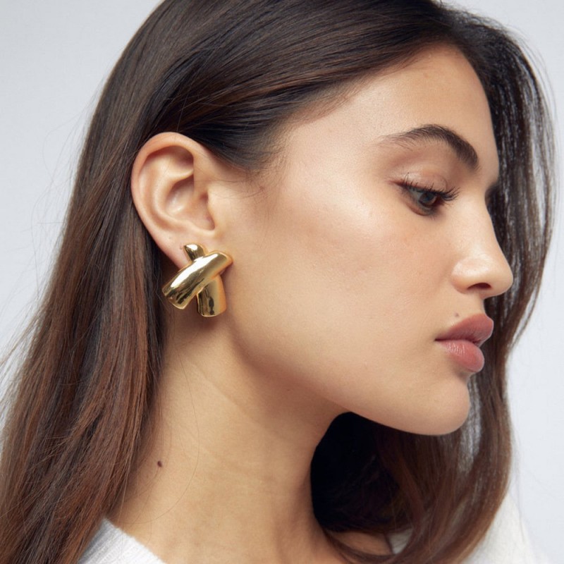 Earrings Chubby Cross X-shaped Stud Earrings Simpl...