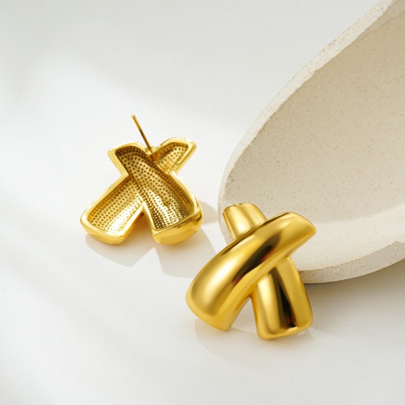 Earrings Chubby Cross X-shaped Stud Earrings Simple Earrings