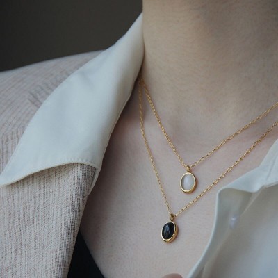 Titanium steel necklace female niche clavicle chai...