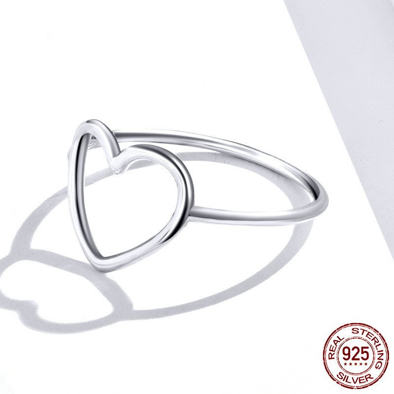 S925 Sterling Silver Ring Ladies Simple Fashion He...