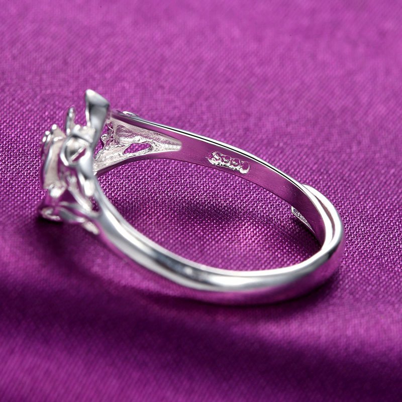 Pure Silver Rose Flower Ring Ladies Silver Jewelry Jewelry Flower Ring