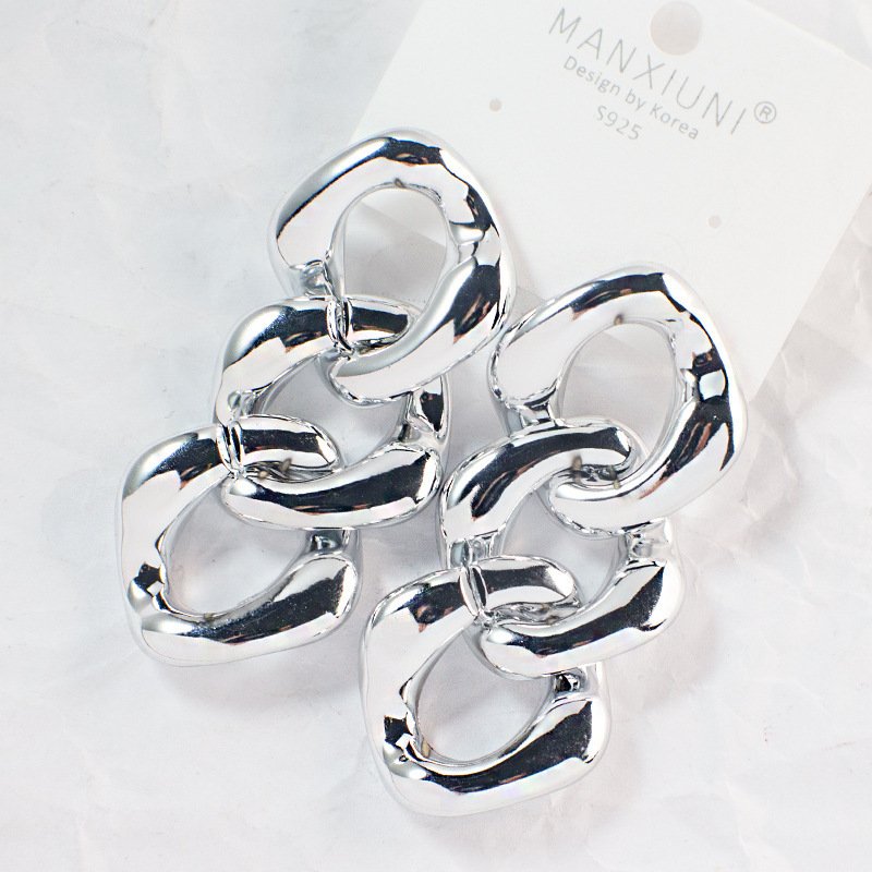 Exaggerated Big Earrings Korean Version Cool Big Earrings Chain Shape Earrings Factory Direct Wholesale Earrings Temperament Earrings