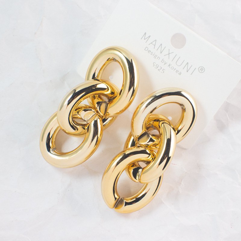 Exaggerated Big Earrings Korean Version Cool Big Earrings Chain Shape Earrings Factory Direct Wholesale Earrings Temperament Earrings
