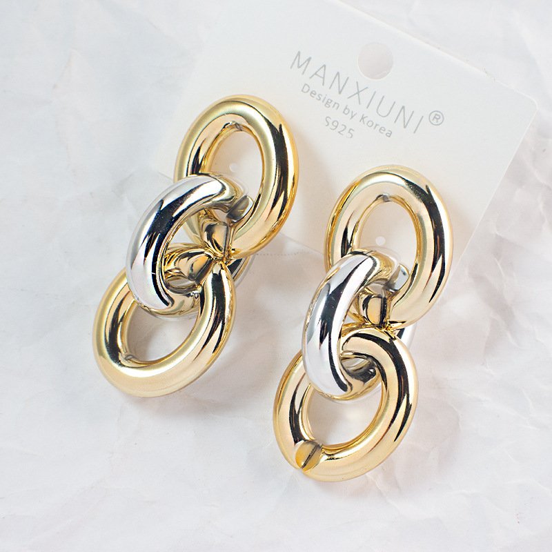Exaggerated Big Earrings Korean Version Cool Big Earrings Chain Shape Earrings Factory Direct Wholesale Earrings Temperament Earrings