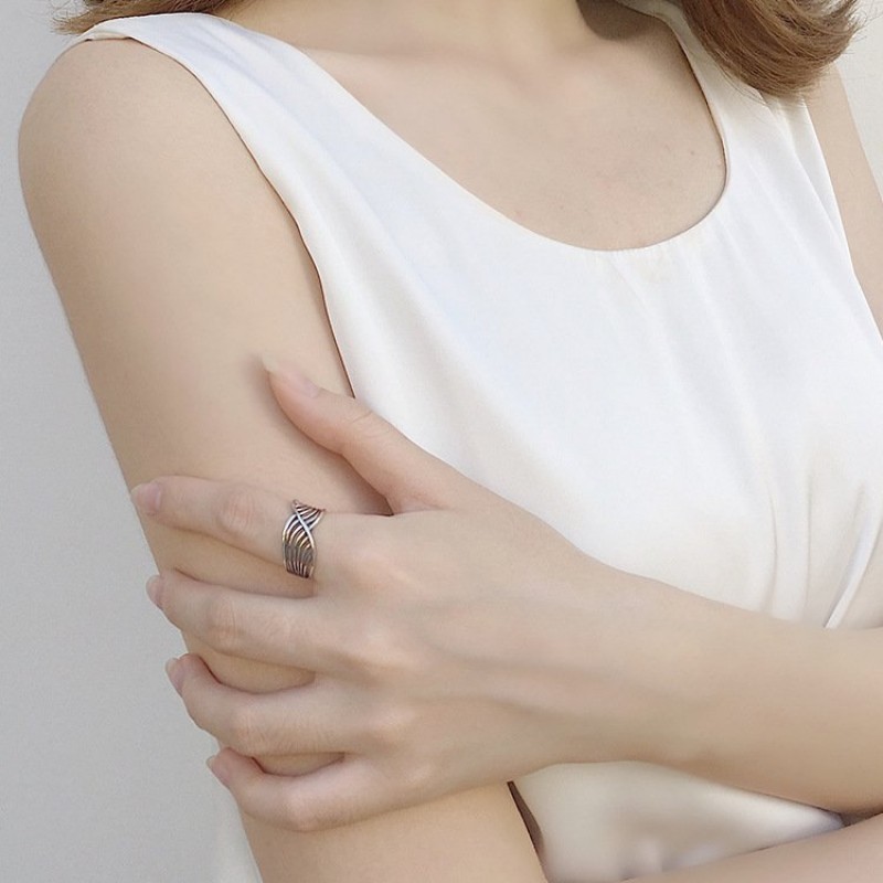 Sterling Silver Ring Bird's Nest Multi-Line Ring