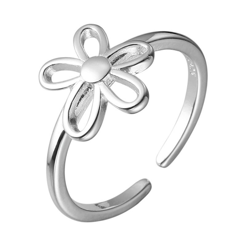 925 Sterling Silver Bright Silver Flower Ring