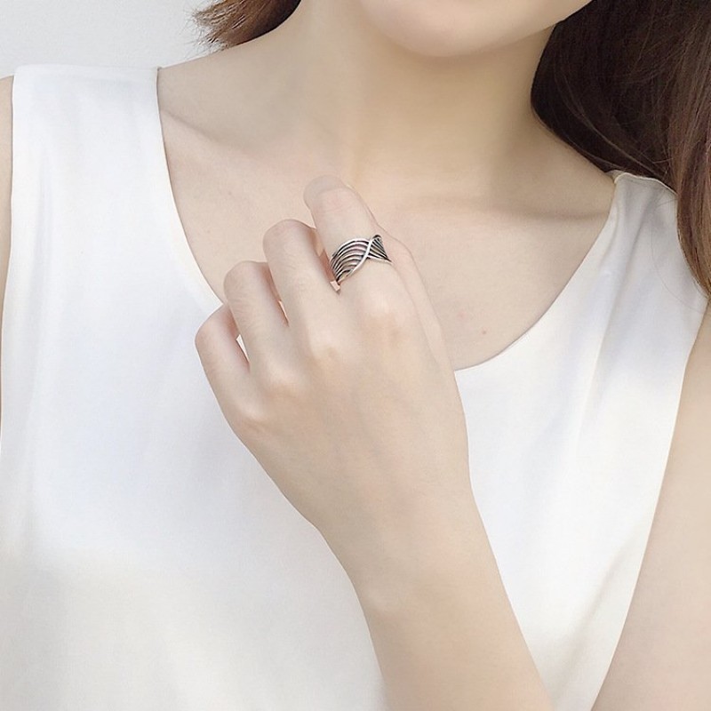 Sterling Silver Ring Bird's Nest Multi-Line Ring