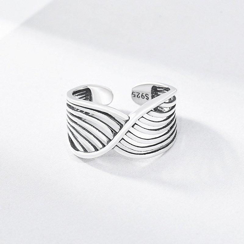 Sterling Silver Ring Bird's Nest Multi-Line Ring