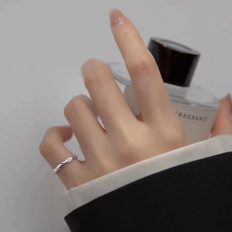 Women's S925 Sterling Silver Vintage Silver Fish Ring