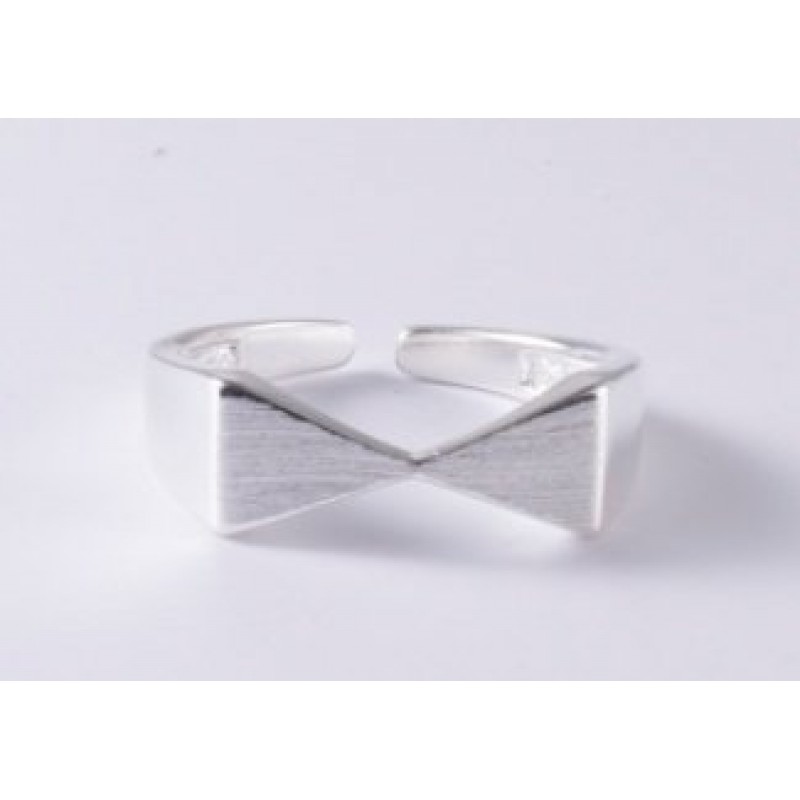 Bow element silver ring ring female