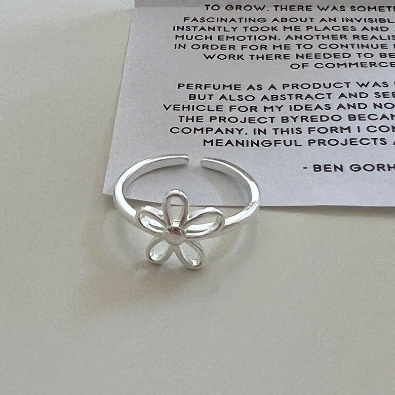 925 Sterling Silver Bright Silver Flower Ring
