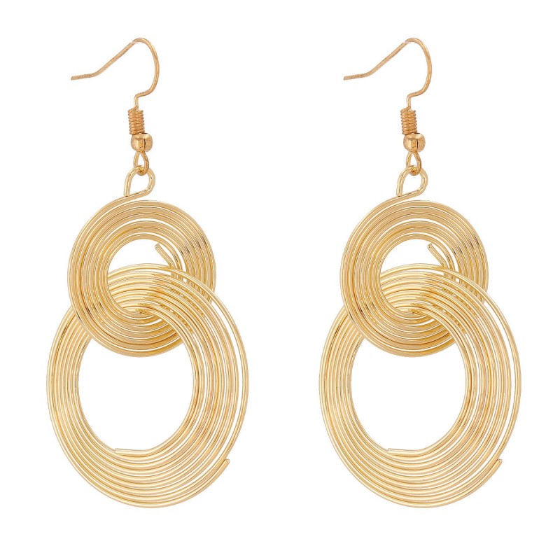 Long Exaggerated Geometric Earrings With Hoop Earr...