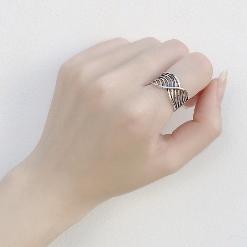 Sterling Silver Ring Bird's Nest Multi-Line Ring