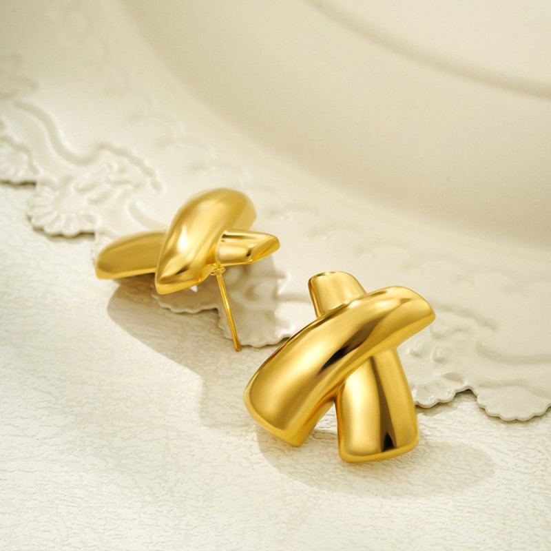 Earrings Chubby Cross X-shaped Stud Earrings Simple Earrings