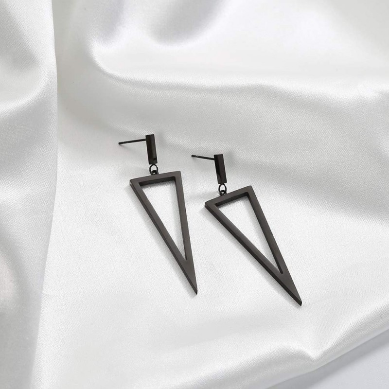 New Metal Black Triangle Earrings Earrings Earring...