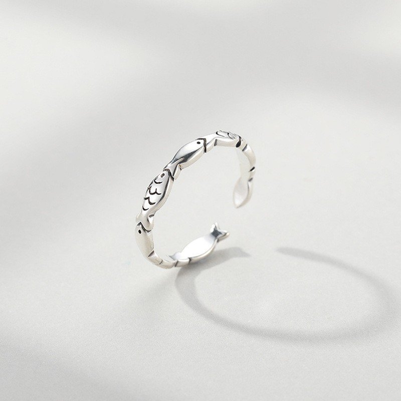 Women's S925 Sterling Silver Vintage Silver Fish R...