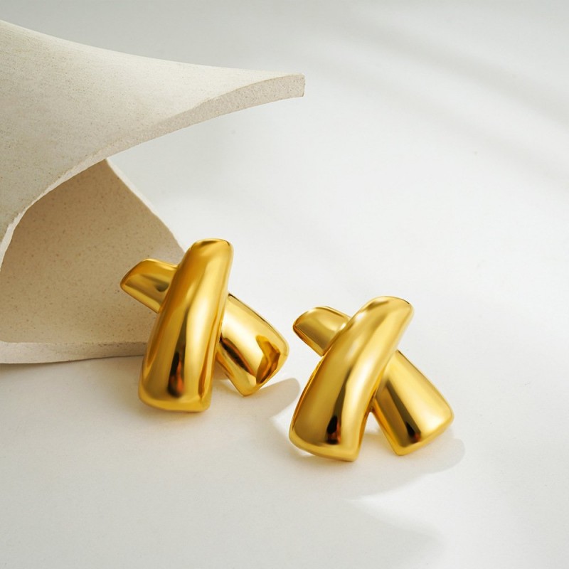 Earrings Chubby Cross X-shaped Stud Earrings Simple Earrings