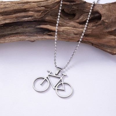 Stainless Steel Mountain Bike Necklace Bead Neckla...