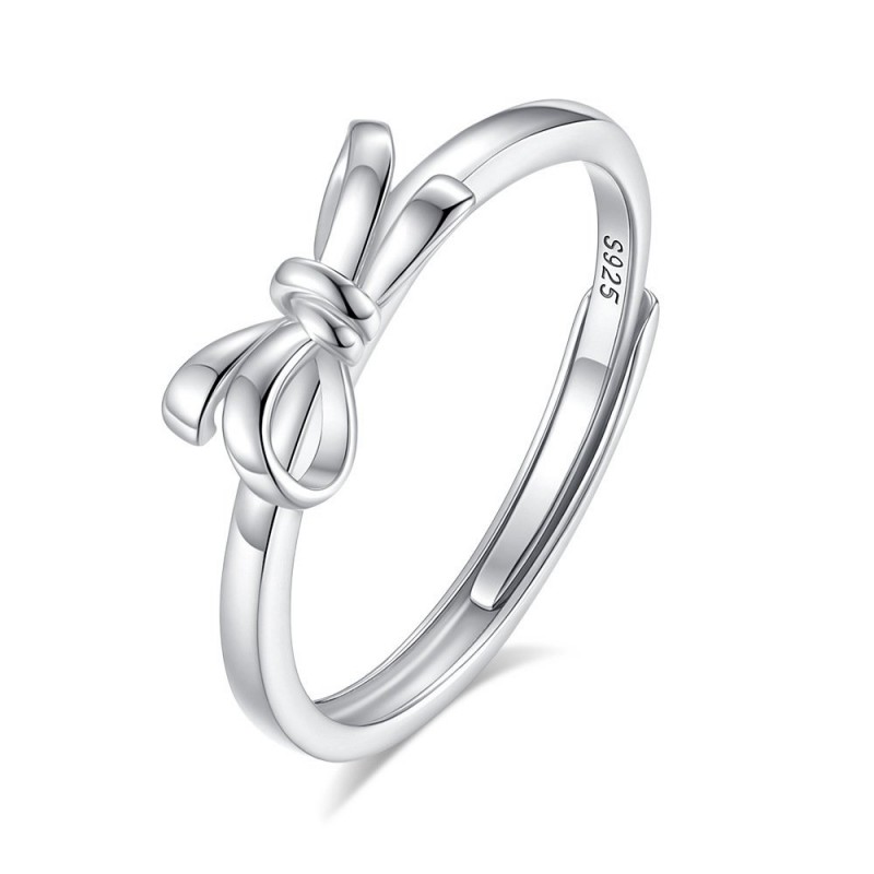 S925 Silver Bow Couple Ring
